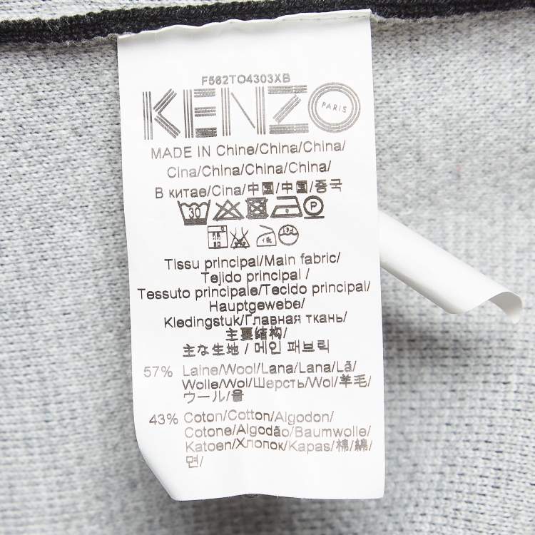 Pre Owned Kenzo Black Tiger Logo Embroidered Wool Blend Crew Neck Sweater S