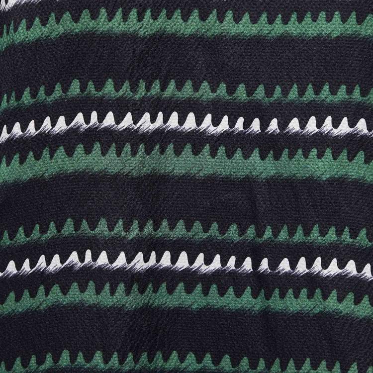 Pre Owned Kenzo Green Printed Silk Short Sleeve Top M