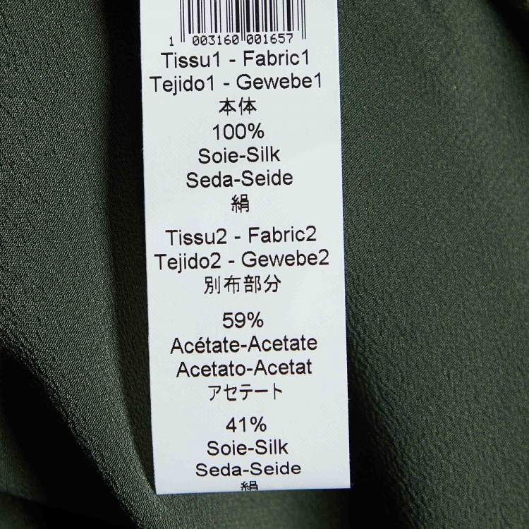 Pre Owned Kenzo Green Printed Silk Short Sleeve Top M
