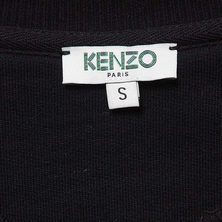 Pre Owned Kenzo Black Jungle Embroidered  Cotton Knit Sweatshirt S