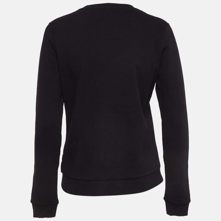 Pre Owned Kenzo Black Jungle Embroidered  Cotton Knit Sweatshirt S