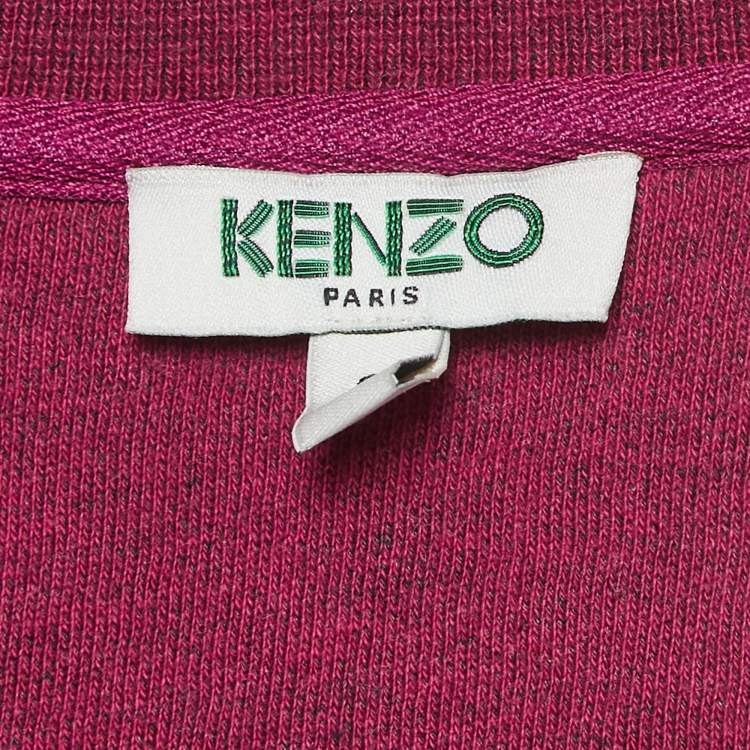 Pre Owned Kenzo Pink Statue Of Liberty Embroidered Cotton Knit Sweatshirt S
