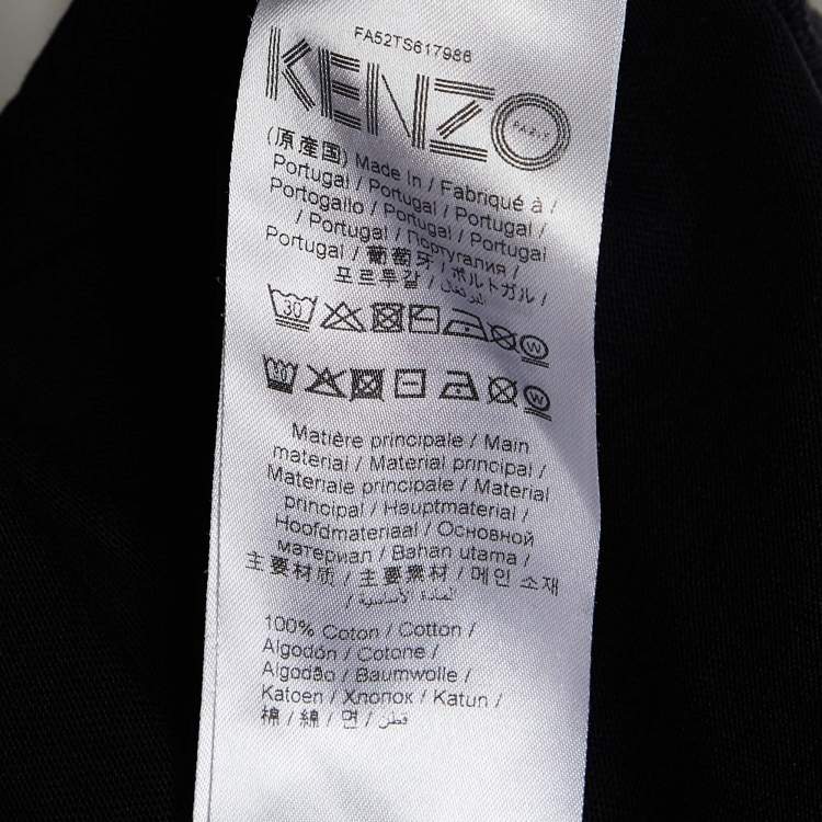 Pre Owned Kenzo Black Logo Print Cotton Mesh Detail T-Shirt S