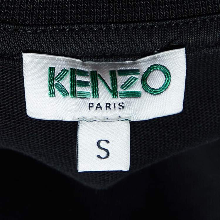 Pre Owned Kenzo Black Logo Print Cotton Mesh Detail T-Shirt S