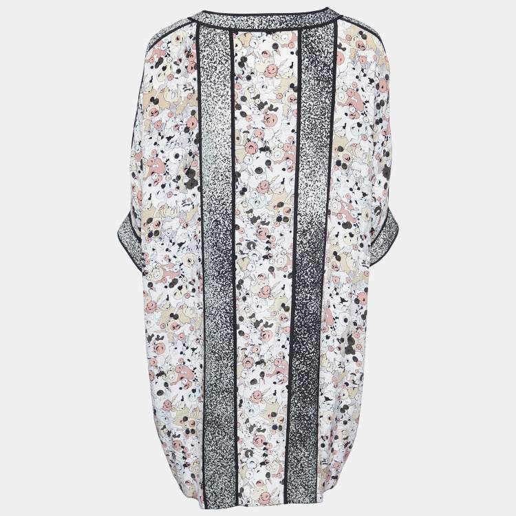 Pre Owned Kenzo Multicolor Print Silk Loose Fit Tunic Top M