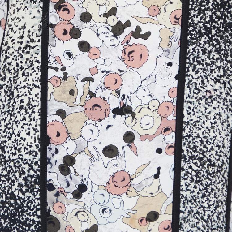 Pre Owned Kenzo Multicolor Print Silk Loose Fit Tunic Top M