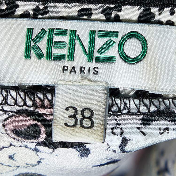 Pre Owned Kenzo Multicolor Print Silk Loose Fit Tunic Top M