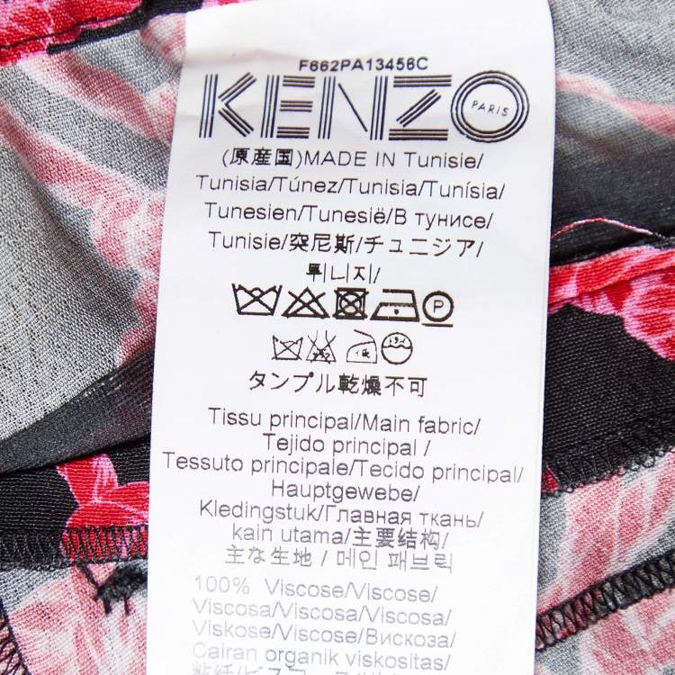 Pre Owned Kenzo Black/Pink Rope Print Crepe Trousers S