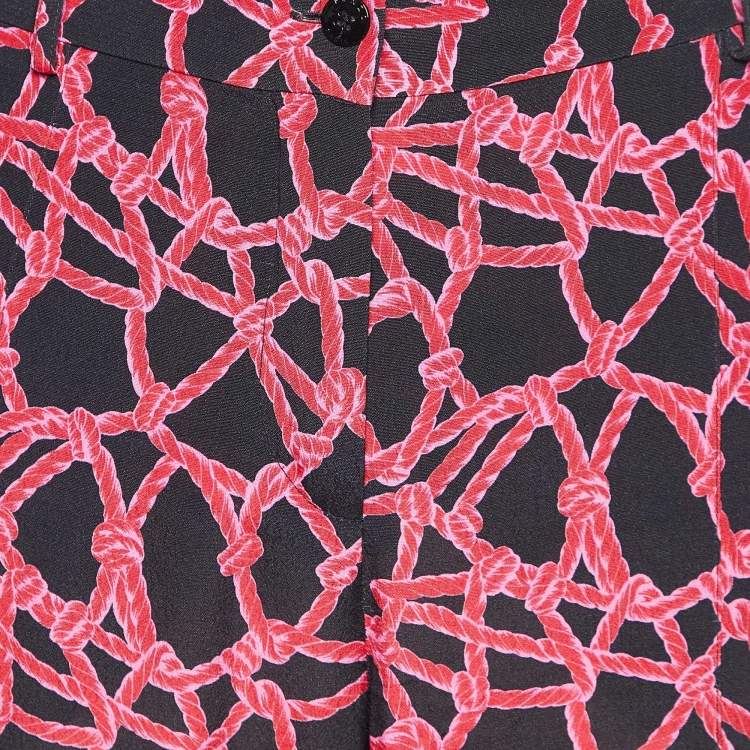 Pre Owned Kenzo Black/Pink Rope Print Crepe Trousers S
