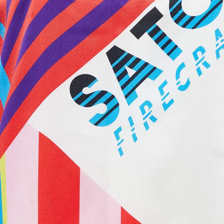 Pre Owned Kenzo Multicolor Satori Print Silk V-Neck Shirt M