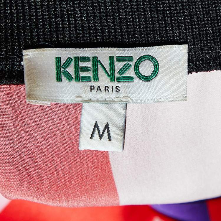 Pre Owned Kenzo Multicolor Satori Print Silk V-Neck Shirt M