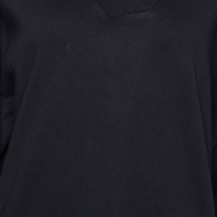Pre Owned Kenzo Black Logo Print Cotton V-Neck Sweatshirt M