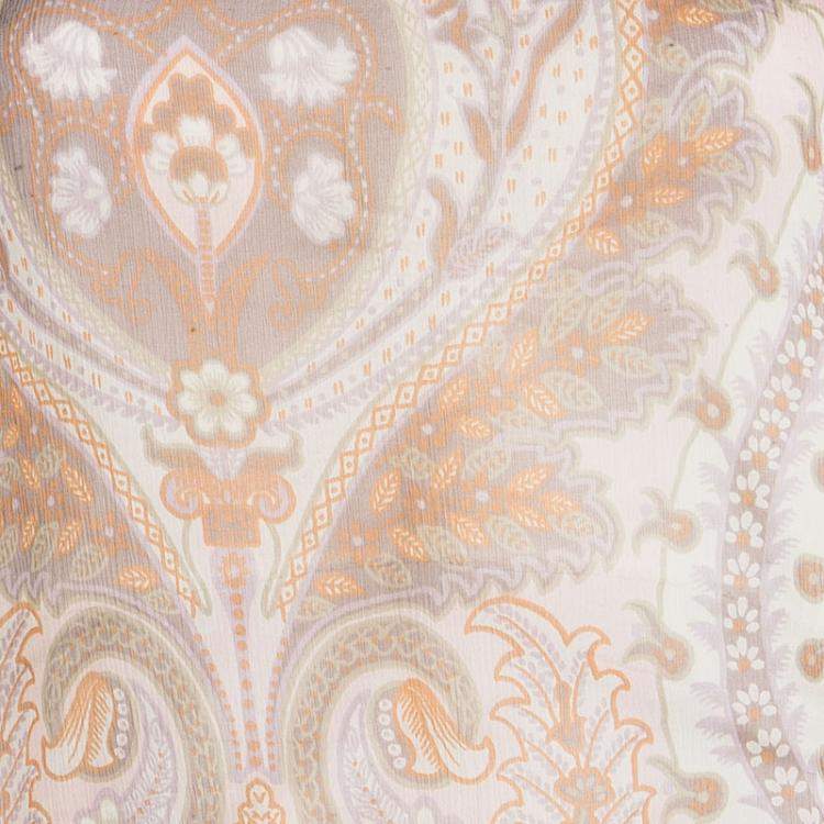 مملوكة مسبقًا Kenzo Pink Paisley Printed Crinkled Silk Chiffon Long Sleeve Blouse M