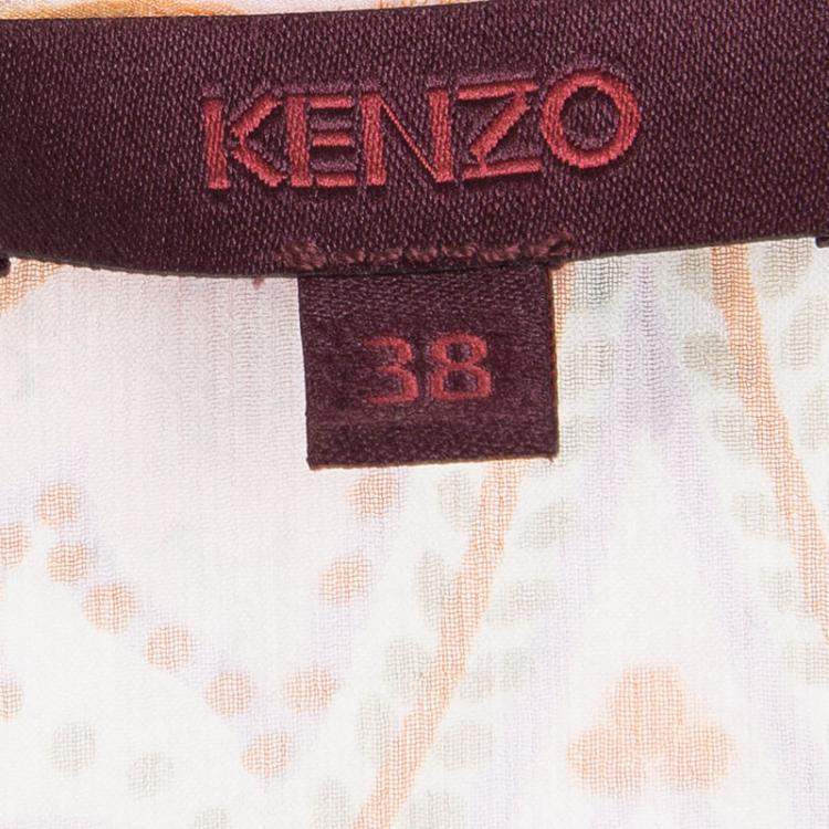 مملوكة مسبقًا Kenzo Pink Paisley Printed Crinkled Silk Chiffon Long Sleeve Blouse M