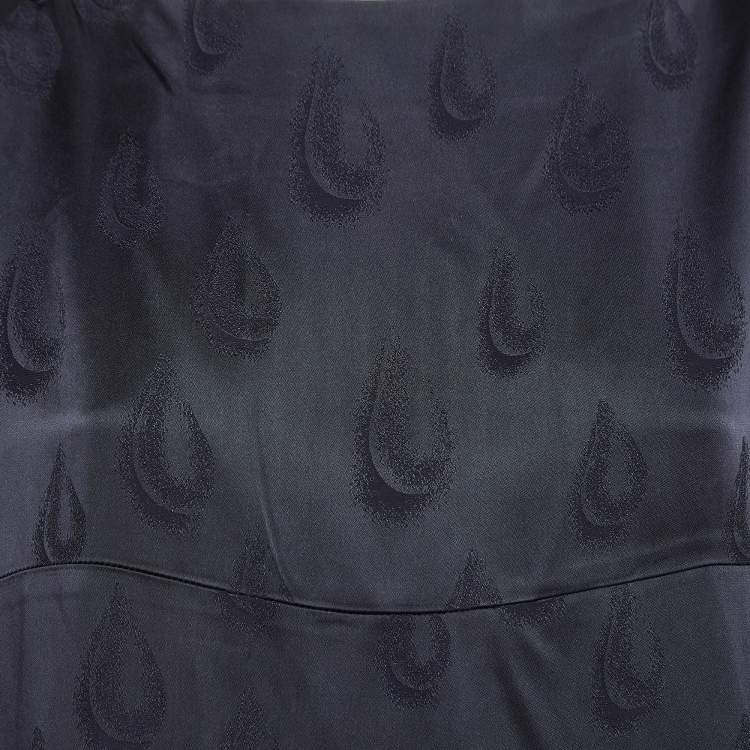 Pre Owned Kenzo Navy Blue Patterned Satin Loose Fit Mini Dress S