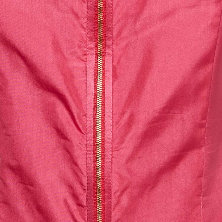Pre Owned Kenzo Pink Silk Ruffled Zip Front Short Dress S