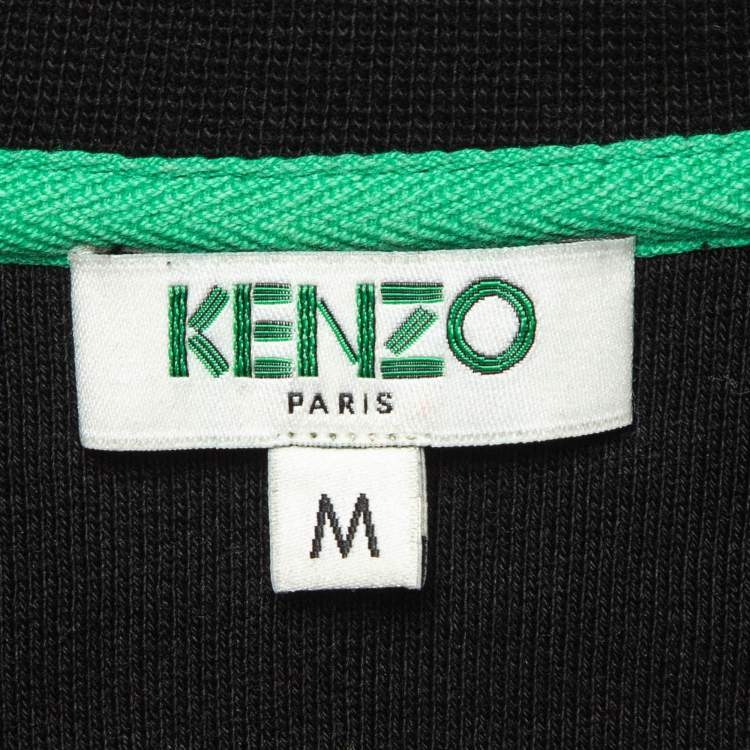 Pre Owned Kenzo Black Logo Tiger Embroidered Cotton Sweatshirt M