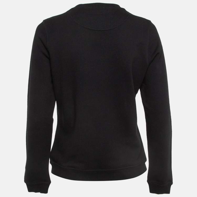 Pre Owned Kenzo Black Logo Tiger Embroidered Cotton Sweatshirt M