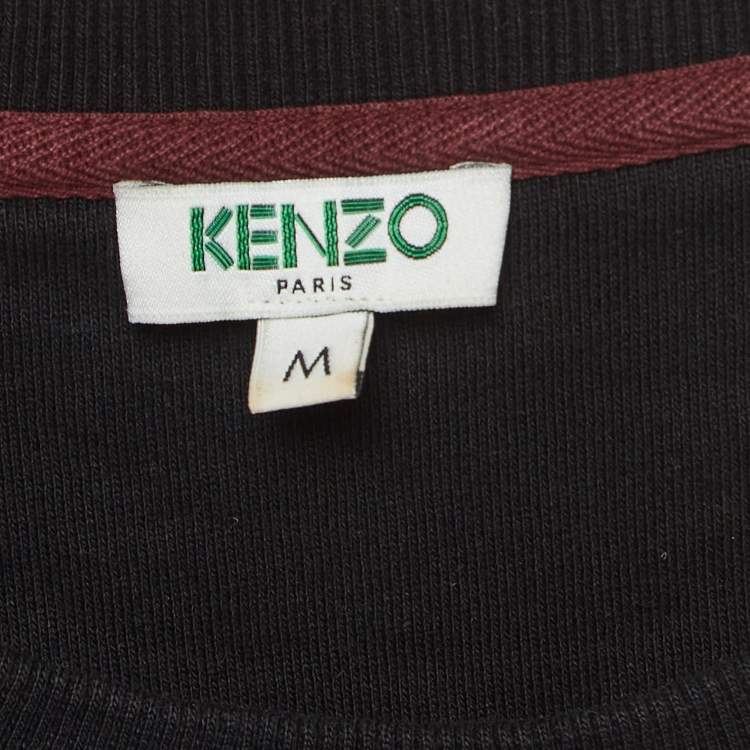 Pre Owned Kenzo Black Evil Eye Embroidered & Printed Cotton Knit Sweatshirt M
