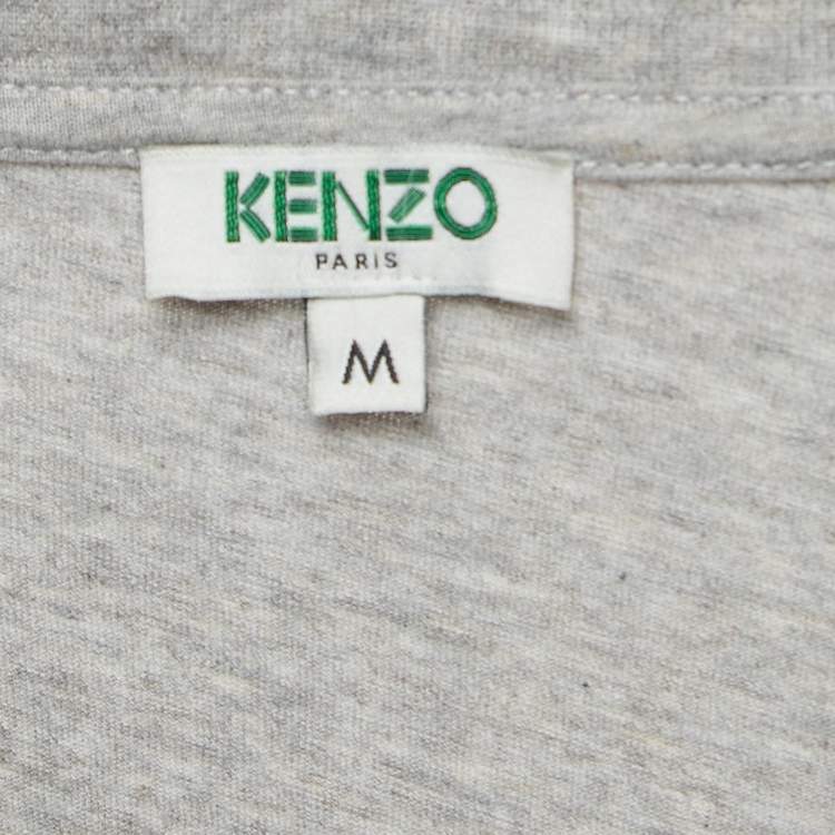 Pre Owned Kenzo Grey Classic Tiger Print Cotton Knit Crew Neck T-shirt M