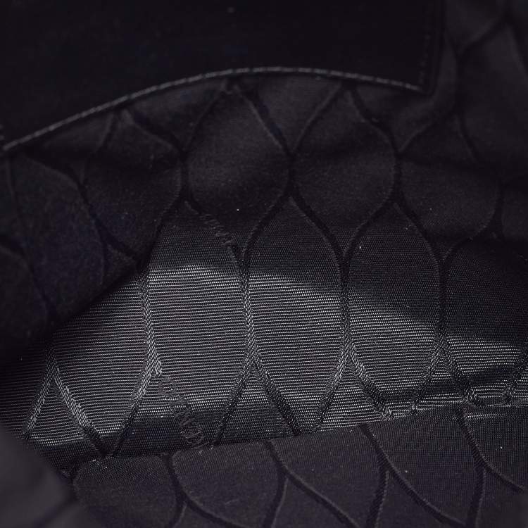 Pre Owned Kenzo Black Tiger Embroidered Leather Zip Flat Pouch