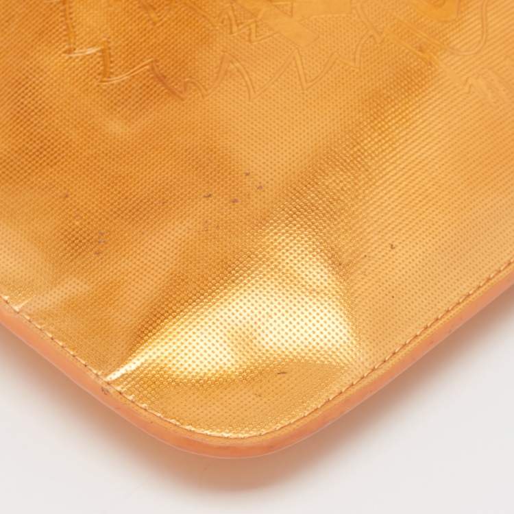 Pre Owned Kenzo Bronze Vinyl Tiger Motif Slim Clutch