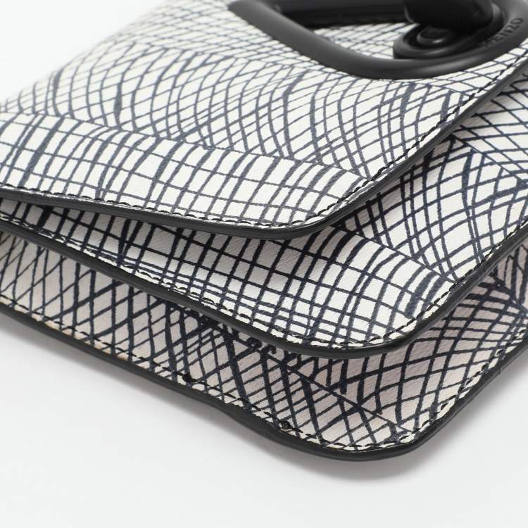 Pre Owned Kenzo White/Black Printed Leather Raindrop Shoulder Bag