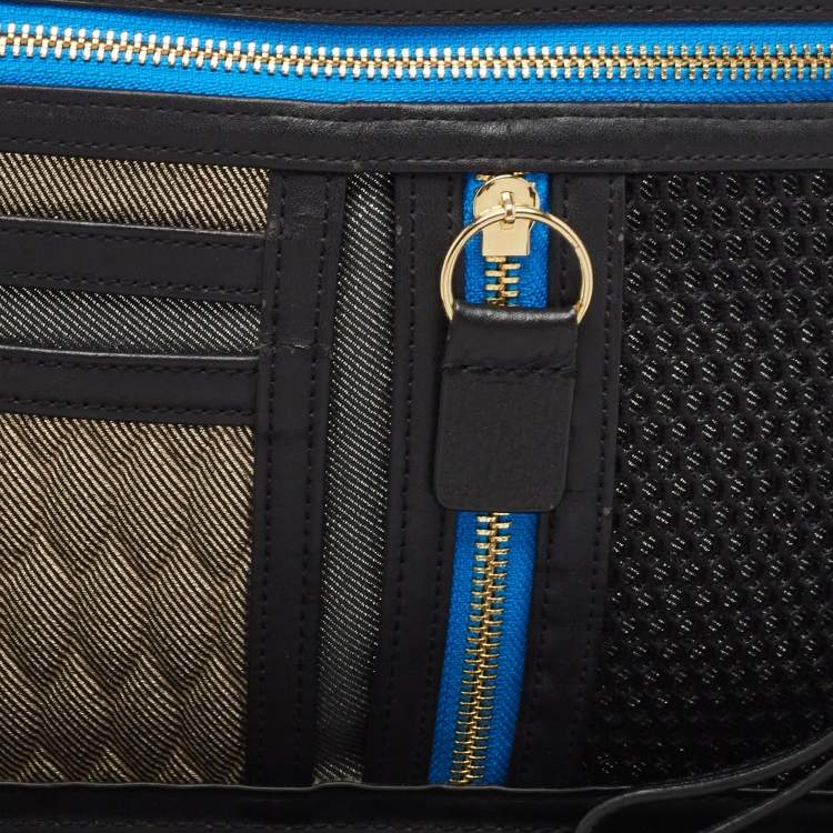 Pre Owned Kenzo Black/Multicolor Leather and Fabric Organizer Pouch