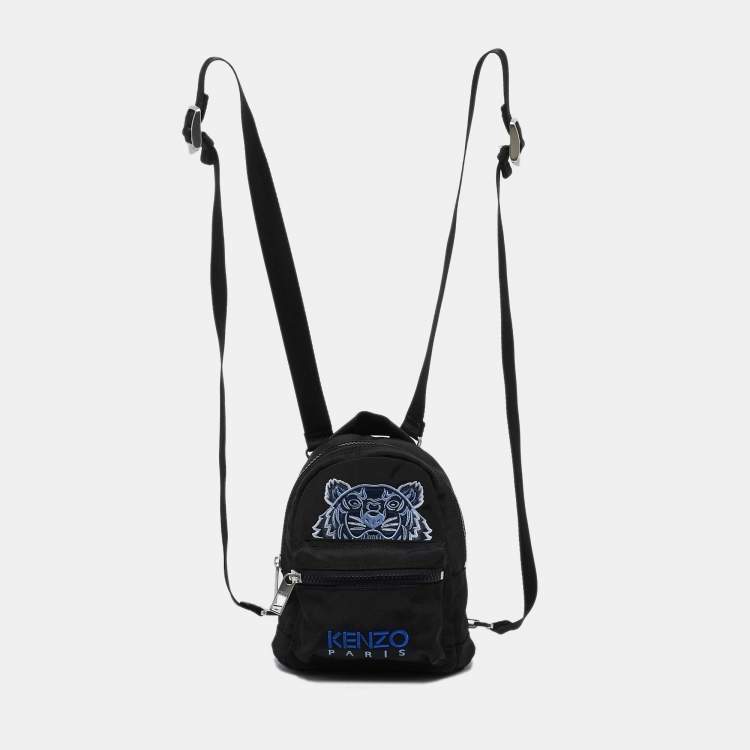 Pre Owned Kenzo Black Nylon Mini Tiger Logo Backpack