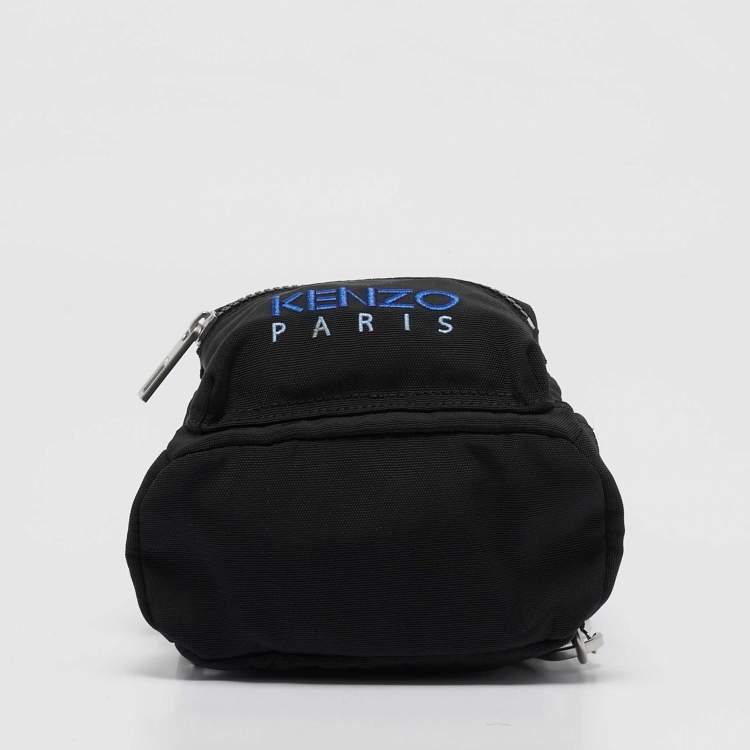 Pre Owned Kenzo Black Nylon Mini Tiger Logo Backpack