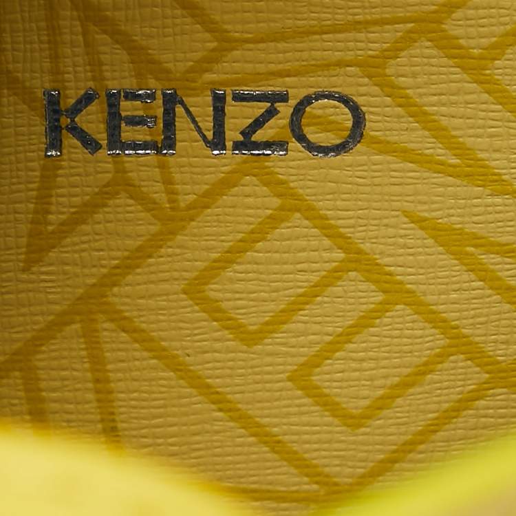 Pre Owned Kenzo Yellow Laser Cut Leather Mini Flying Logo Tote