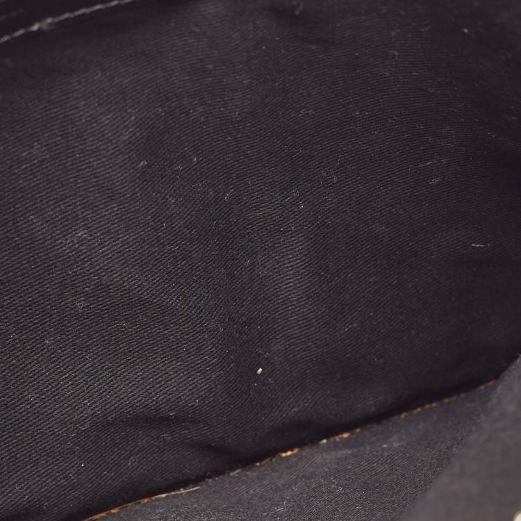 Pre Owned Kenzo Black Leather Logo Zipped Pouch
