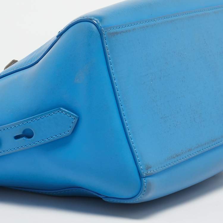 Pre Owned Kenzo Blue Marine Leather Mini Kalifornia Tote