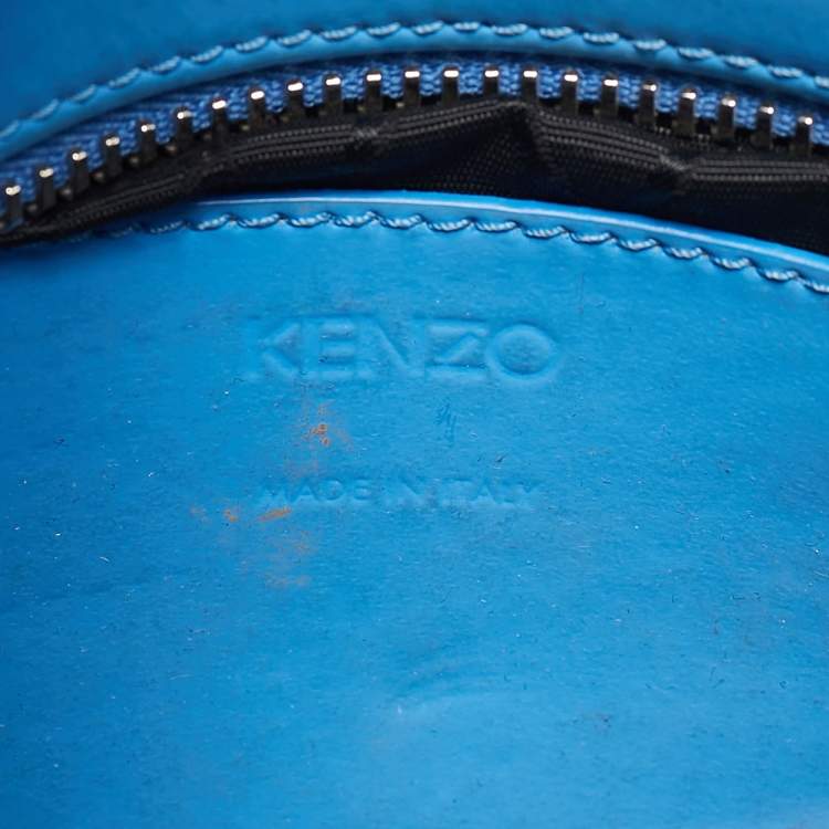 Pre Owned Kenzo Blue Marine Leather Mini Kalifornia Tote