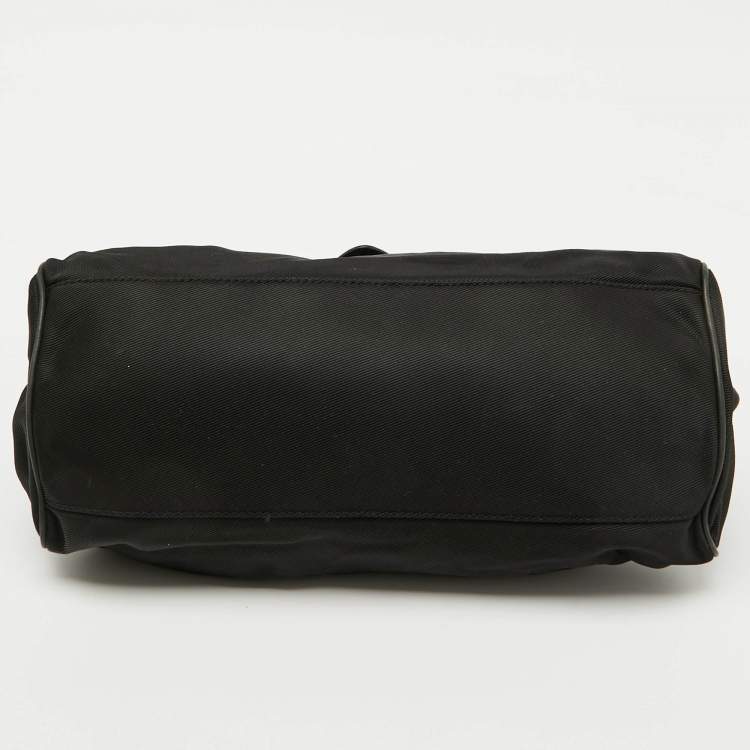Pre Owned Kenzo Black Nylon and Leather Flap Frame Satchel