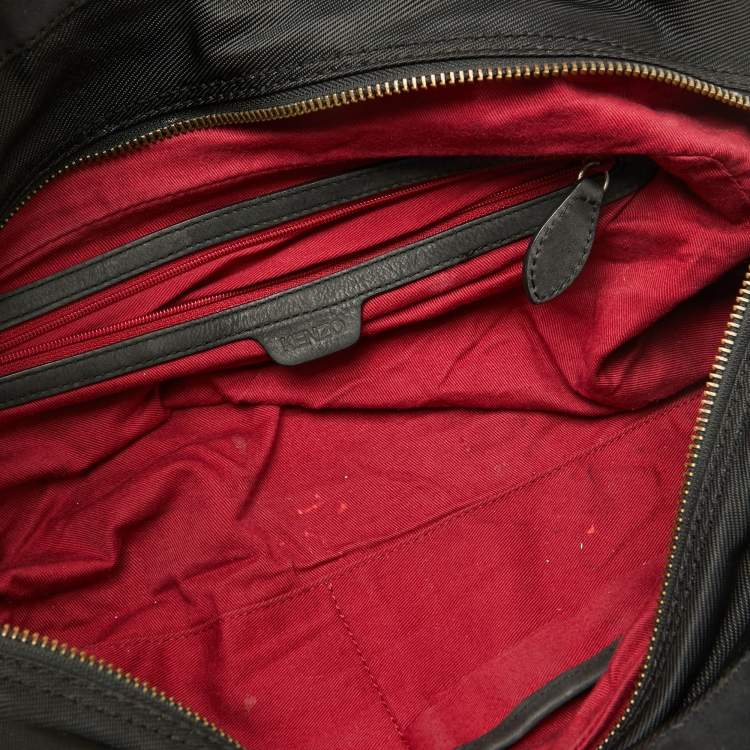 Pre Owned Kenzo Black Nylon and Leather Flap Frame Satchel