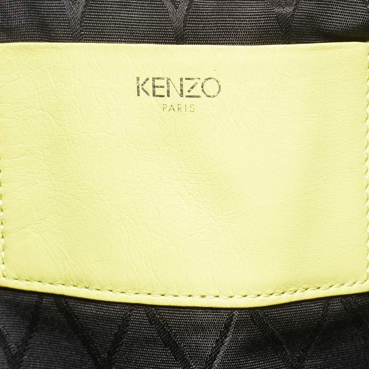 Pre Owned Kenzo Yellow Leather Oversized Forever No? Clutch
