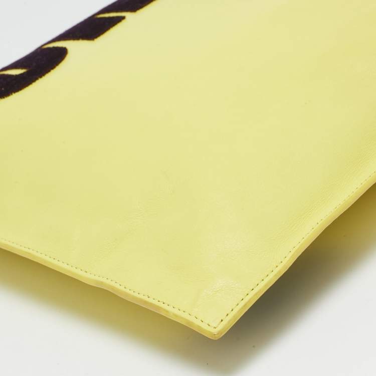 Pre Owned Kenzo Yellow Leather Oversized Forever No? Clutch
