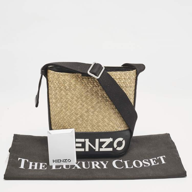 Pre Owned Kenzo Black/Natural Woven Massette Bucket Bag