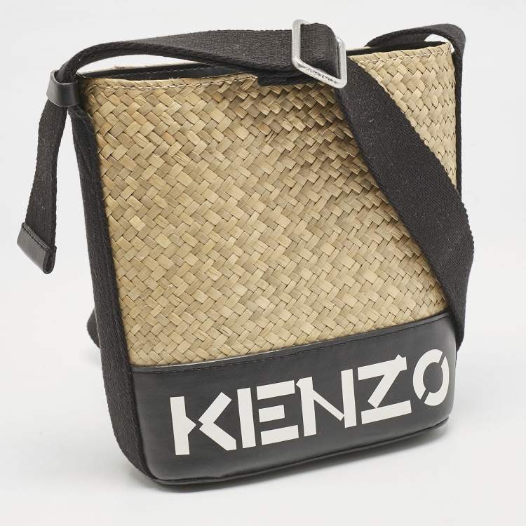 Pre Owned Kenzo Black/Natural Woven Massette Bucket Bag