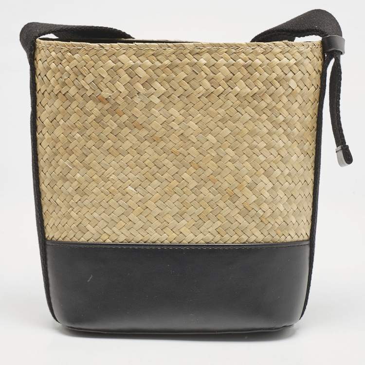 Pre Owned Kenzo Black/Natural Woven Massette Bucket Bag