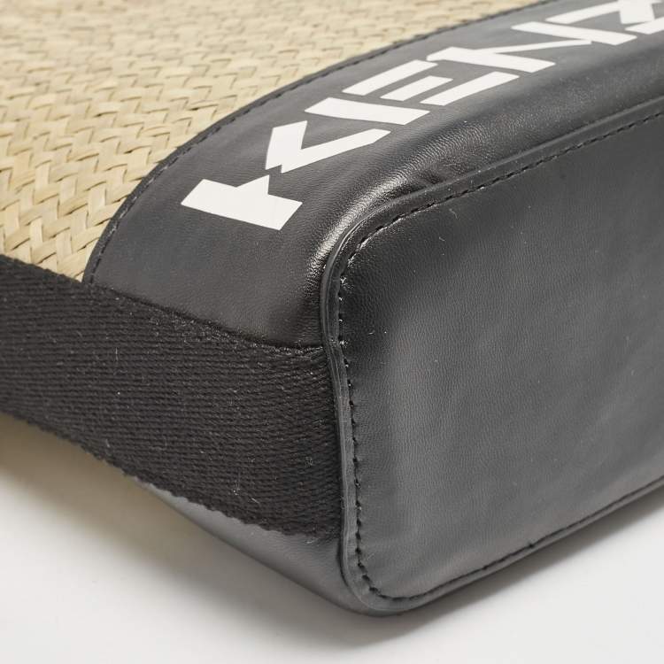 Pre Owned Kenzo Black/Natural Woven Massette Bucket Bag