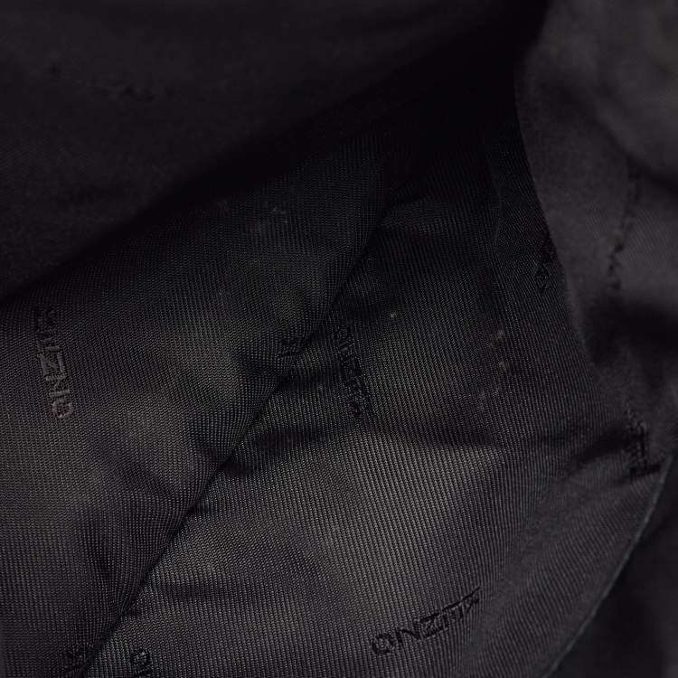 Pre Owned Kenzo Black Fabric Criss Cross Logo Print Zip Pouch