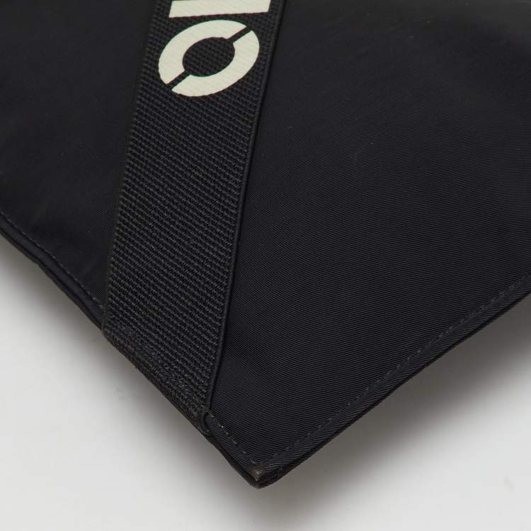 Pre Owned Kenzo Black Fabric Criss Cross Logo Print Zip Pouch