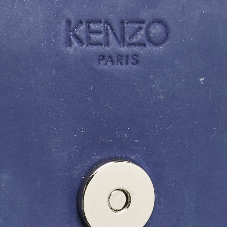 Pre Owned Kenzo Blue Faux Leather Kalifornia Wallet On Chain