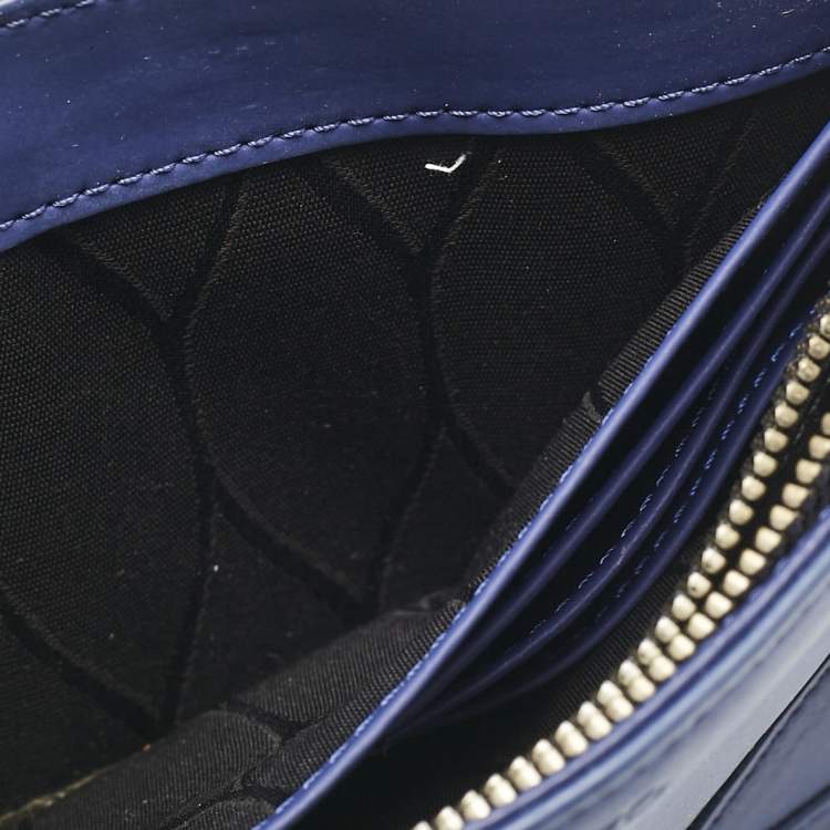 Pre Owned Kenzo Blue Faux Leather Kalifornia Wallet On Chain