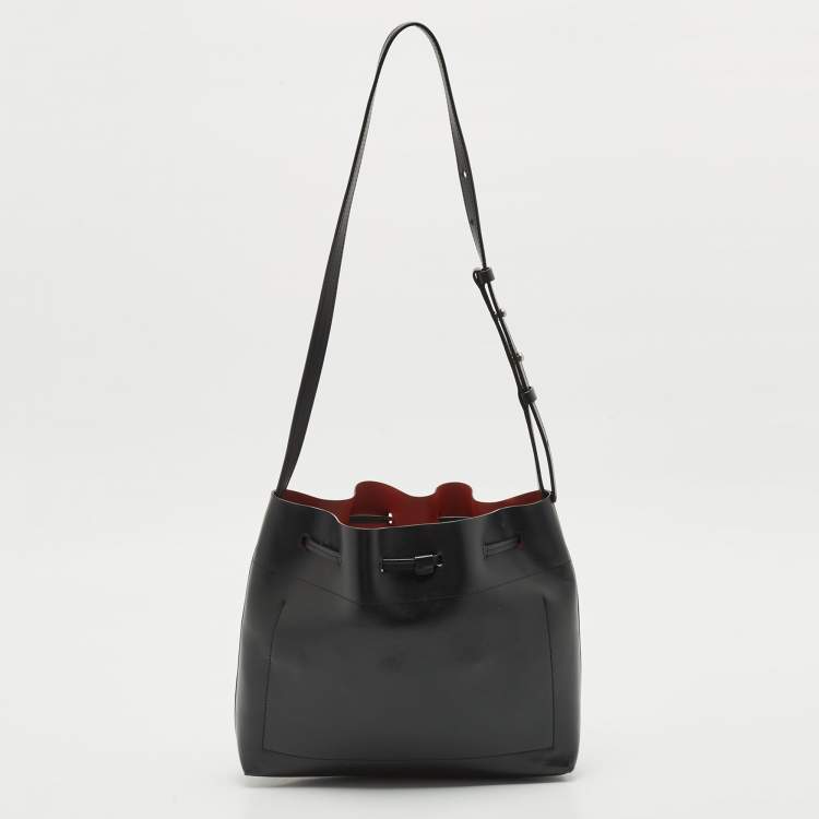 Pre Owned Kenzo Black Leather Drawstring Bucket Bag