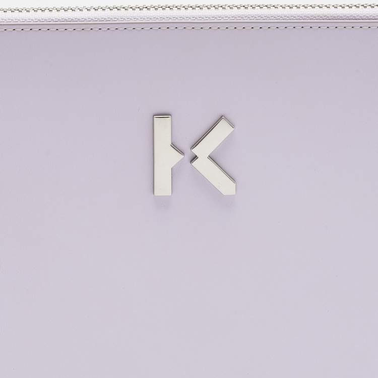 Pre Owned Kenzo Lilac Leather Flat Wristlet Pouch