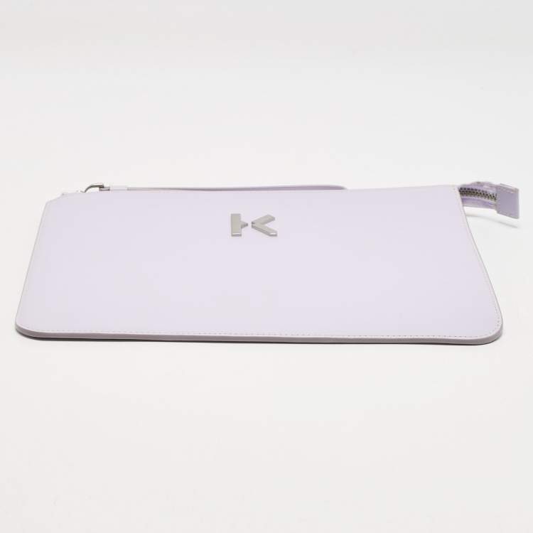 Pre Owned Kenzo Lilac Leather Flat Wristlet Pouch