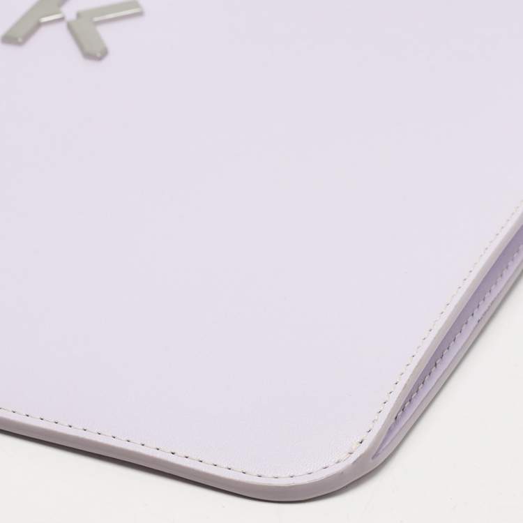 Pre Owned Kenzo Lilac Leather Flat Wristlet Pouch